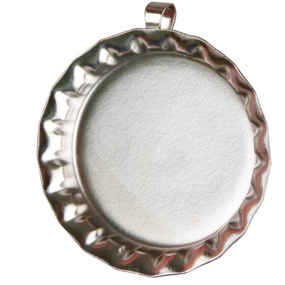 3 sets Altered Art Jewelry Bottle Caps 1 in Silver 18ct Beer Pop Soda Metal NIP - Picture 5 of 5